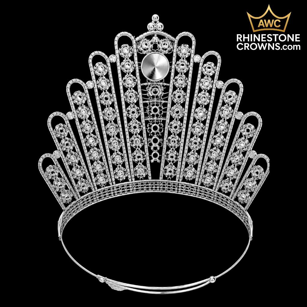 Back view of the Mila 8" Patriotic Crown showing the silver framework.